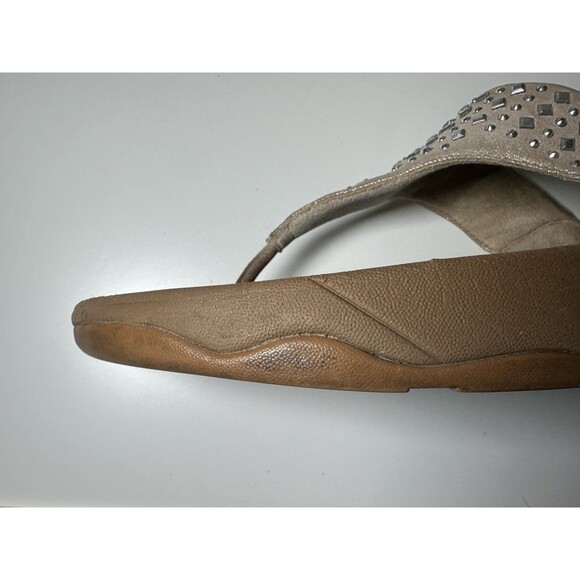 FitFlop Lulu Sparkly Rhinestone Nude Gold Thong Flip Flop Wedge Cushion Women 10 - Picture 9 of 14